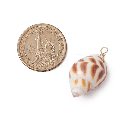 Natural Spiral Shell Pendants PALLOY-JF02949-1