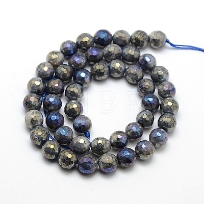 Electroplate Natural Labradorite Beads Strands G-L150-6mm-01-1