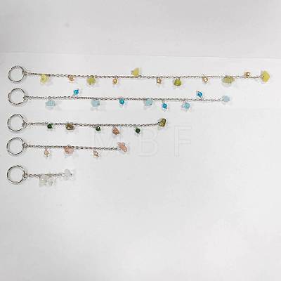 Gemstone Chip Hair Pendants Decoration Clips with Glass OHAR-AB00003-1