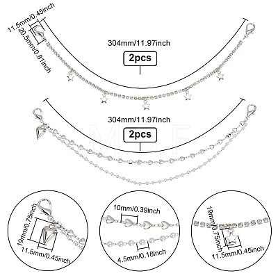 4Pcs 2 Styles Alloy Shoe Decoration Chain AJEW-FG0003-81A-1