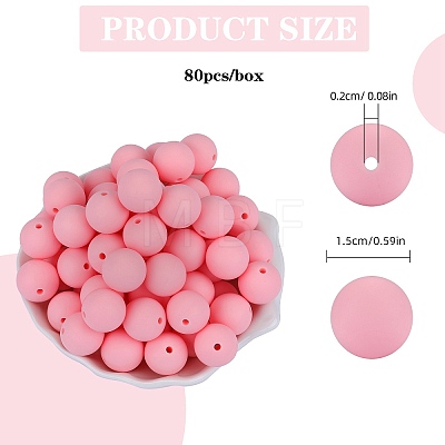 80Pcs Round Silicone Focal Beads SIL-SZ0001-24-23-1