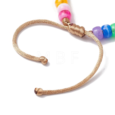 7-Color Rondelle Acrylic Braided Beaded Bracelets BJEW-JB10223-02-1