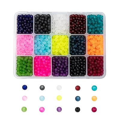 15 Colors Transparent Glass Beads FGLA-JP0001-01-4mm-1