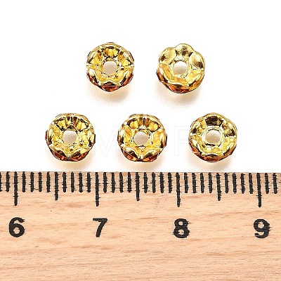 Brass Rhinestone Spacer Beads RB-A014-L6mm-20G-1