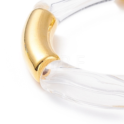 Acrylic & Plastic Curved Tube Chunky Stretch Bracelet for Women BJEW-JB08143-01-1