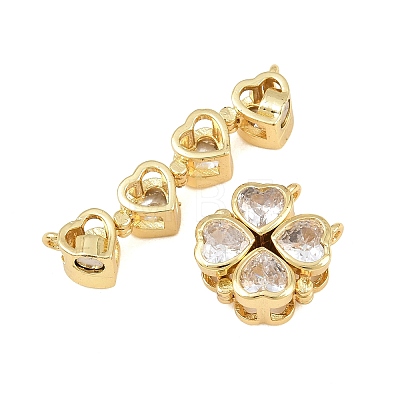 Brass Pave Clear Cubic Zirconia Connector Charms Magnet Links CU-CBA48B8-02G-1