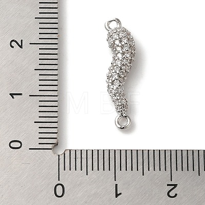 Rack Plating Brass Micro Pave Clear Cubic Zirconia Horn of Plenty/Italian Horn Cornicello Connector Charms KK-A229-04P-1