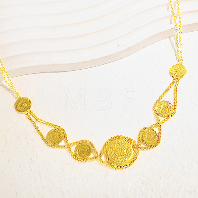 Vintage Embossed Coin Bib Necklaces for Daily HI9212-1