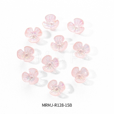 Electroplated 3-petal Flower Resin Cabochons MRMJ-R128-15B-1