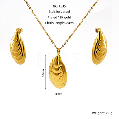 304 Stainless Steel Pendant Necklaces & Stud Earrings FS-WG14082-07-1