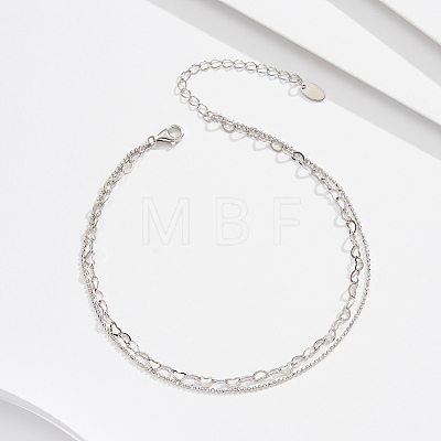 925 Sterling Silver Anklet AJEW-Z039-04P-1