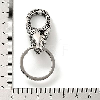 Tibetan Style 316 Surgical Stainless Steel Fittings with 304 Stainless Steel Key Ring FIND-Q101-09AS-05-1