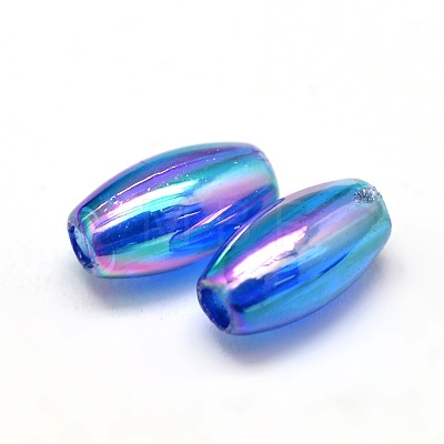 AB Color Plated Rice Electroplated Eco-Friendly Transparent Acrylic Beads PACR-I002-27-1