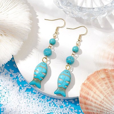 Synthetic Turquoise Dangle Earrings EJEW-JE05849-01-1