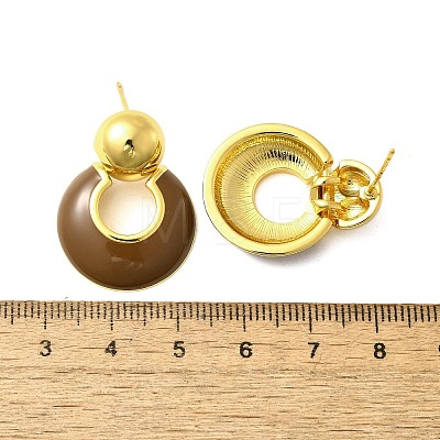 Flat Round Brass Enamel Stud Earrings EJEW-B120-06G-02-1