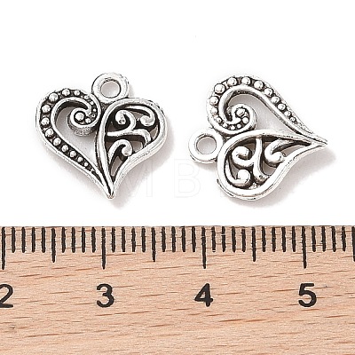 Tibetan Style Filigree Alloy Heart Charms X-TIBEP-0277-AS-RS-1