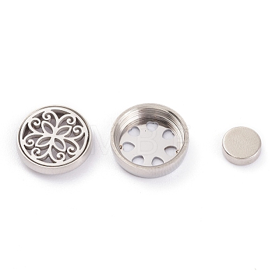 304 Stainless Steel Magnetic Diffuser Locket Aromatherapy Essential Oil Buckle AJEW-M027-03P-1