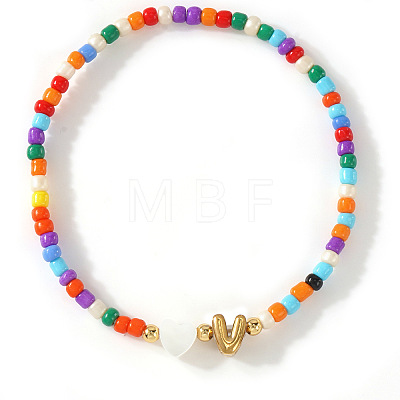Colorful Round Glass Seed Bead Stretch Bracelets AO5283-22-1