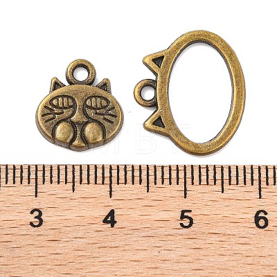 Tibetan Style Kitten Theme Alloy Toggle Clasps X-MLF5053Y-1