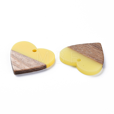 Opaque Resin & Walnut Wood Pendants RESI-T035-36A-1