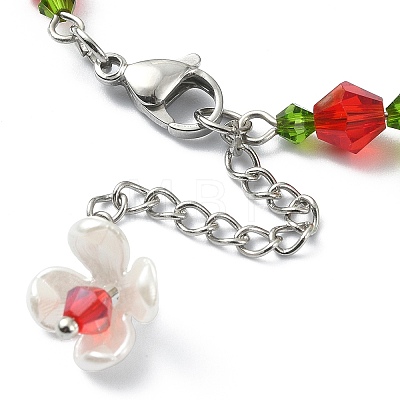 Glass & Resin & Acrylic Flower Charm Bracelet BJEW-JB09435-04-1
