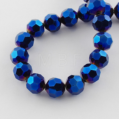 Faceted(32 Facets) Electroplate Glass Bead Strands X-EGLA-R042-6mm-01-1
