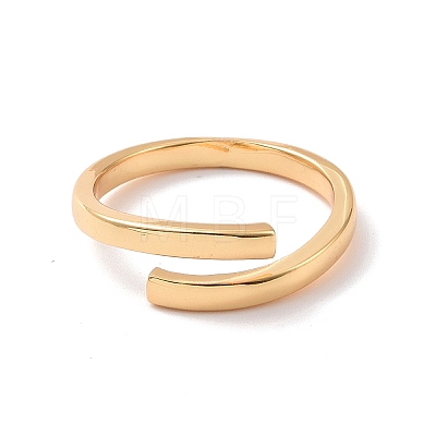 Brass Simple Line Wrap Open Cuff Ring for Women RJEW-P034-08G-1