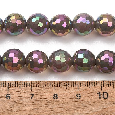 Electroplated Natural Agate Beads Strands G-B191-A07-10mm-03-1
