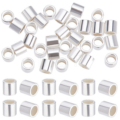 50Pcs Rhodium Plated 925 Sterling Silver Crimp Beads STER-BBC0001-28-1