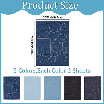 10Pcs 5 Colors Rectangle Self-adhesive Cloth Fabric DIY-CY0003-28-1
