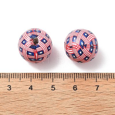 Independence Day Themes Wood European Beads WOOD-I014-01A-1