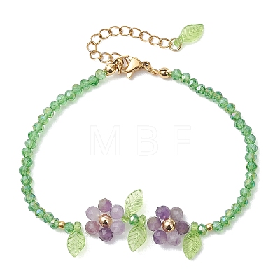 Natural Gemstone & Glass Beads Beaded Bracelets for Women BJEW-JB13426-1