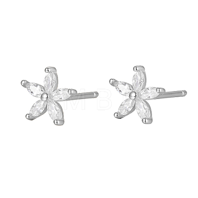 Cubic Zirconia Flower Stud Earrings FY1254-7-1