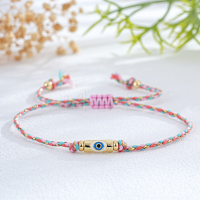 Brass Enamel Evil Eye Beaded Braided Bracelets FU6663-2-1