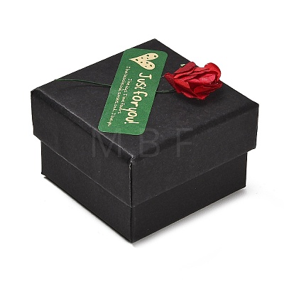 Kraft Paper Gift Boxes with Faux Rose Flower Outside for Ring CON-Z011-01B-01-1
