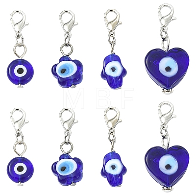 20Pcs 4 Styles Handmade Evil Eye Lampwork Pendant Decorations HJEW-YW00316-1