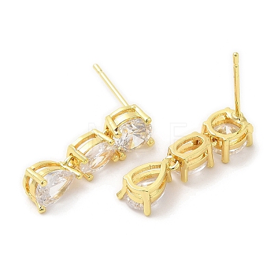 Rack Plating Brass Teardrop Stud Earrings with Crystal Rhinestone for Women EJEW-D059-11G-1