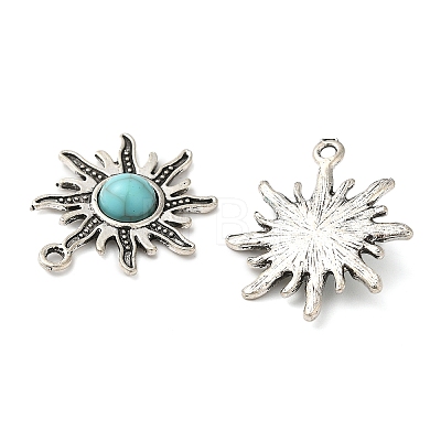 Tibetan Style Alloy Pave Imitation Turquoise Pendants X-FIND-NH0001-01AS-1