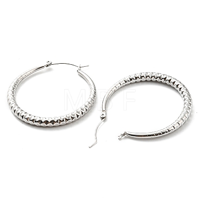 304 Stainless Steel Grooved Hoop Earrings EJEW-B023-18P-1