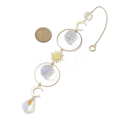 Brass Moon Sun Hanging Ornaments HJEW-JM02096-1