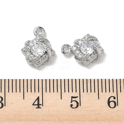Brass Micro Pave Clear Cubic Zirconia Charms KK-P355-20P-1