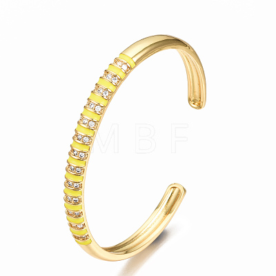 Brass Micro Pave Clear Cubic Zirconia Cuff Bangles BJEW-N302-005G-NF-1
