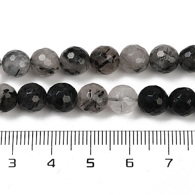 Natural Black Rutilated Quartz Beads Strands G-R447-8mm-03-01-1