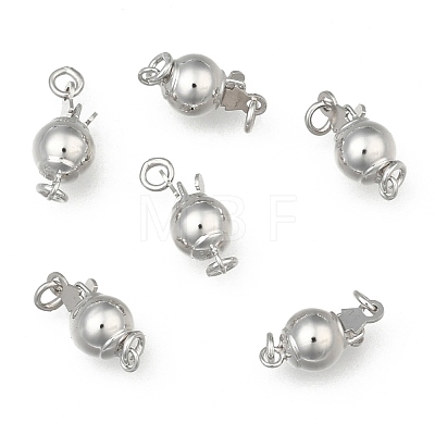 Platinum Plated 925 Sterling Silver Round Box Clasps H356-6mm-P-1
