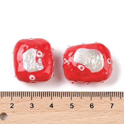 Natural Pearl Enamel Beads PEAR-G014-01-1