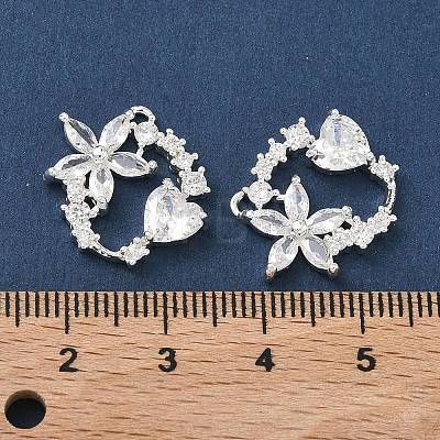 Brass Micro Pave Clear Cubic Zirconia Pendants KK-C168-06S-1