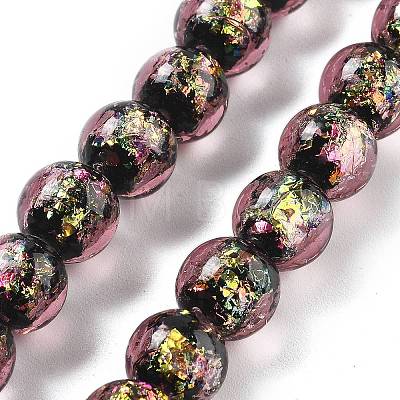 Handmade Foil Lampwork Beads Strands FOIL-K003-06B-18-1