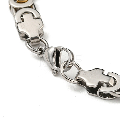 Ion Plating(IP) Two Tone 304 Stainless Steel Byzantine Chain Bracelet BJEW-B078-47B-1