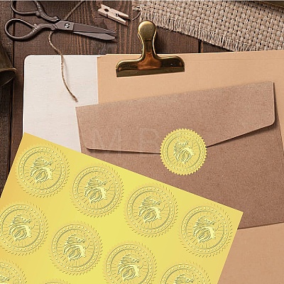 34 Sheets Self Adhesive Gold Foil Embossed Stickers DIY-WH0509-017-1