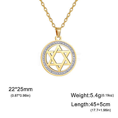 Stainless Steel Crystal Rhinestone Star of David Pendant Necklaces FS-WGE09DF-02-1